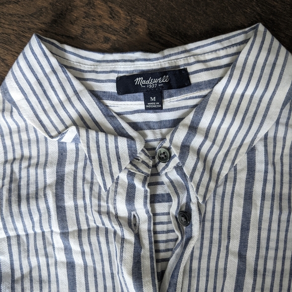 Madewell Oversized Stripe Button Up Down Shirt - Picture 3 of 6